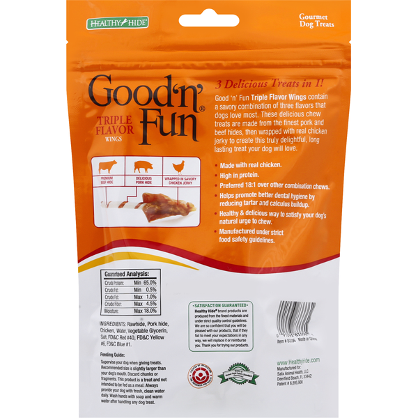 Good 'n' Fun Dog Treats, Gourmet, Triple Flavor Wings