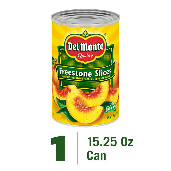 Del Monte Peaches, Freestone Slices, Yellow In Heavy Syrup