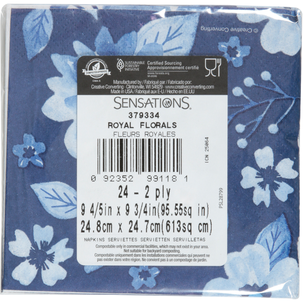 Sensations Royal Florals 2 Sided 2-Ply Napkin