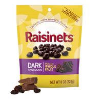 Raisinets Dark Chocolate Covered Raisins, Gluten-free California Chocolate Raisins, Resealable Bag, 8.0 oz