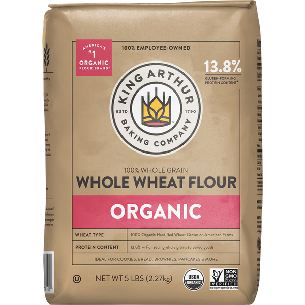 King Arthur Baking Company 100% Organic Whole Wheat Flour, 100% Whole Grain, Non-GMO Project