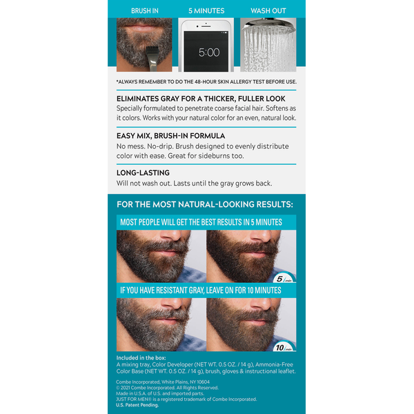 Just For Men Facial Haircolor Kit, Mustache & Beard, Real Black M-55