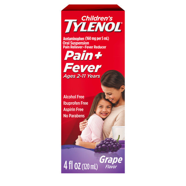 TYLENOL Pain + Fever Relief Cold Medicine, Grape, 4 fl. oz