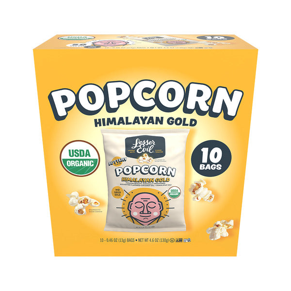 LesserEvil  Organic Popcorn, Snack Pack Box, Himalayan Gold