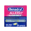 Benadryl Liqui-Gels Antihistamine Allergy Medicine & Cold Symptom Relief, Dye-Free Liquid Gels with 25 mg of Diphenhydramine HCl for Symptoms Such As Runny Nose, Sneezing & More, 24 ct