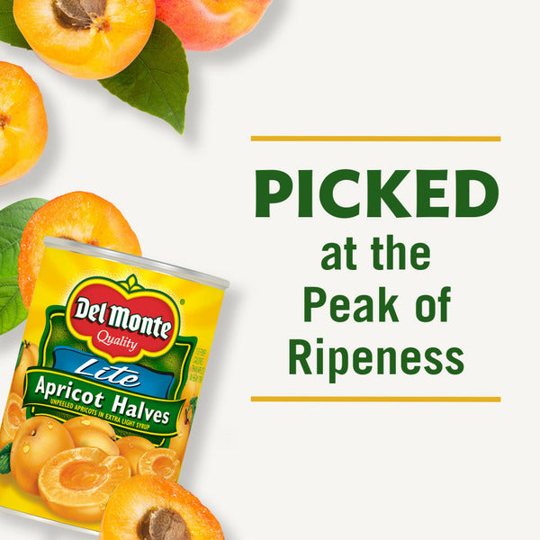 Del Monte Lite Apricot Halves in Extra Light Syrup, Canned Fruit