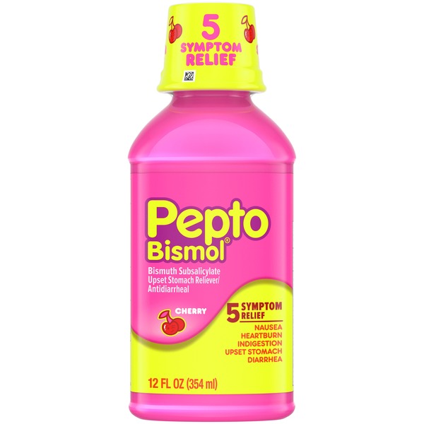 Pepto-Bismol Cherry Liquid For Nausea, Heartburn, Indigestion, Upset Stomach, & Diarrhea