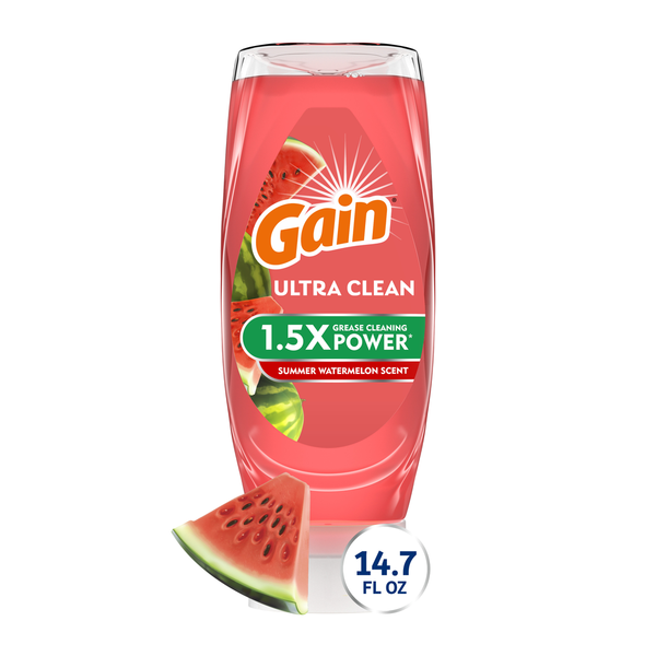 Gain Ultra EZ-Squeeze Dish Soap Liquid, Summer Watermelon