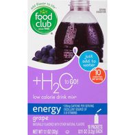 Food Club Drink Mix, Low Calorie, Grape, Energy️