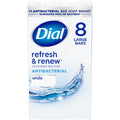 Dial Antibacterial Bar Soap, Refresh & Renew White Deodorant Bar, 4 oz (8 Bars)