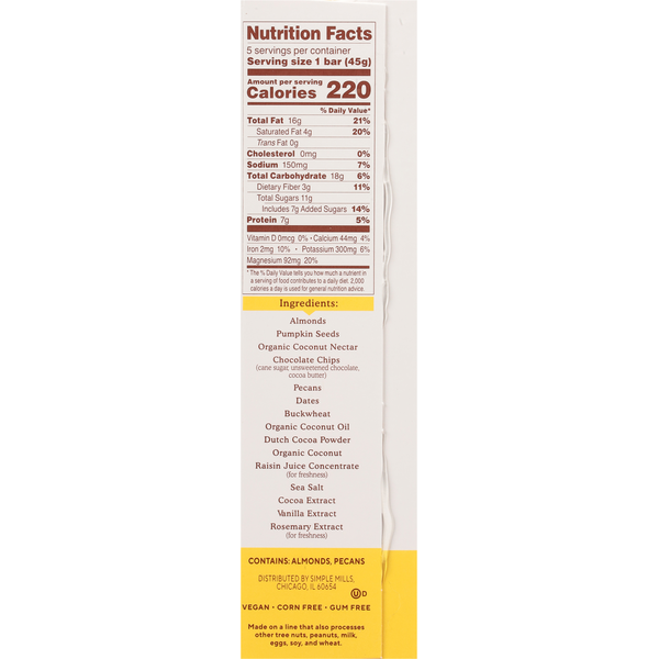 Simple Mills  Nut & Seed Dark Chocolate Sea Salt Trail Bar