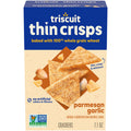 TRISCUIT Thin Crisps Parmesan Garlic Whole Grain Wheat Crackers, Lunch Snacks 7 oz
