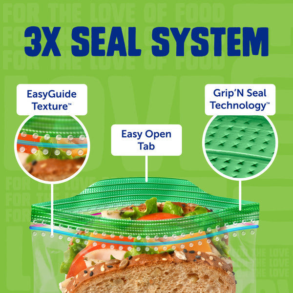 Ziploc Sandwich Bags with EasyGuide™ Texture, Grip ’n Seal Technology™