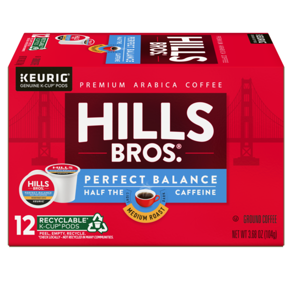 Hills Bros. K-Cup Pods Ground Premium Arabica Medium Roast Perfect Balance Coffee