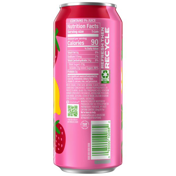 Lipton Fusions Iced Tea Strawberry Lemonade 16 Fl Oz