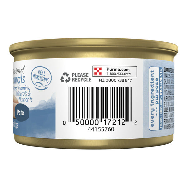Purina Fancy Feast Grain Free Wet Cat Food Pate Gourmet Naturals Trout and Tuna Recipe