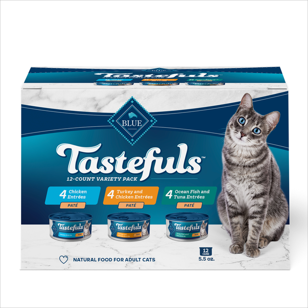 Blue Buffalo Tastefuls Natural Wet Cat Food, Chicken, Turkey & Chicken, Ocean Fish & Tunas