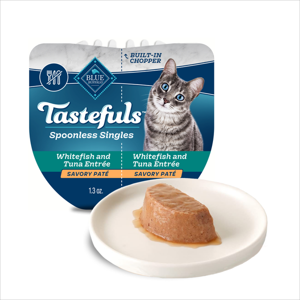Blue Buffalo Tastefuls Spoonless Singles Wet Cat Food, Whitefish and Tuna, Twin Pack Cups