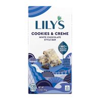 LILY'S Cookies and Creme White Chocolate Style No Sugar Added, Sweets Bar, 2.8 oz
