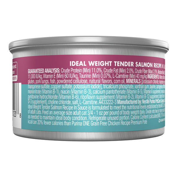 Purina ONE Natural Weight Control Wet Cat Food, Ideal Weight Tender Salmon Recipe