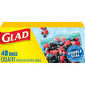 Glad Zipper Freezer Storage Plastic Bags,  Quart