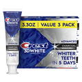 Crest 3DWhite Advanced Toothpaste, Charcoal, 3.3 oz, Pack of 3