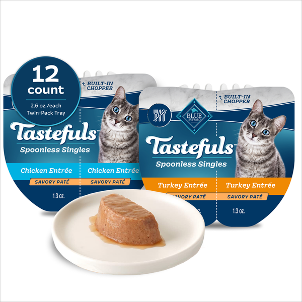 Blue Buffalo Tastefuls Spoonless Singles Wet Cat Food, Chicken and Turkey, Variety Pack