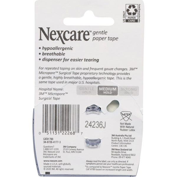Nexcare Paper Tape, Gentle, Medium Hold