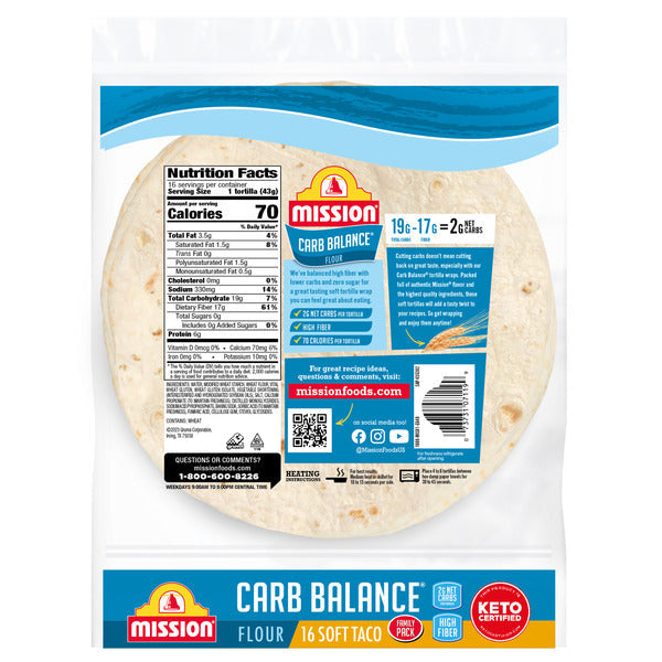 Mission Carb Balance Soft Taco Flour Tortillas