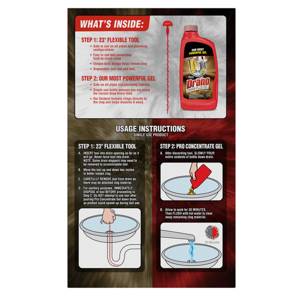 Drano® Snake Plus Drain Cleaning Kit Tool + Gel System