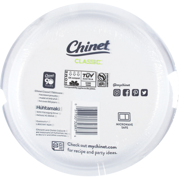 Chinet Plates, Dinner, Classic, Compostable