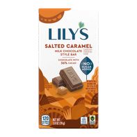LILY'S Salted Caramel Flavored Milk Chocolate Style No Sugar Added, Sweets Bar, 2.8 oz
