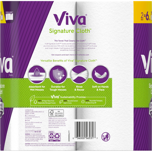 Viva Signature Cloth Towels, Choose-A-Sheet, Triple Rolls, 1-Ply