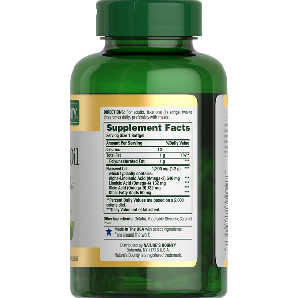 Nature's Bounty Flaxseed Oil, 1200 mg, Rapid Release Softgels