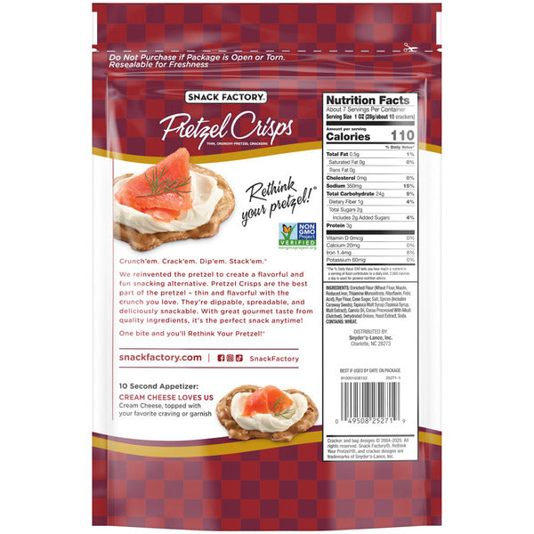 Snack Factory Rye Pretzel Crackers