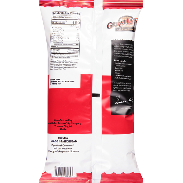 Great Lakes Potato Chip Potato Chips, Michigan Cherry BBQ, Kettle Cooked