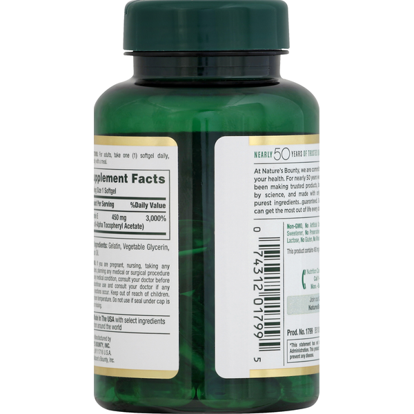 Nature's Bounty Vitamin E, Pure Dl Alpha, Rapid Release Softgels