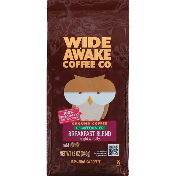 Wide Awake Mild Roast Breakfast Blend Decaffeinated 100% Arabica Ground Coffee