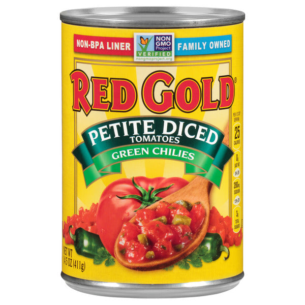 Red Gold Petite Diced Tomatoes with Green Chilies