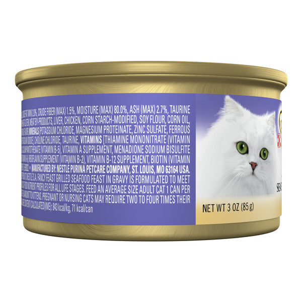 Purina Fancy Feast Grilled Wet Cat Food Seafood Feast in Wet Cat Food Gravy