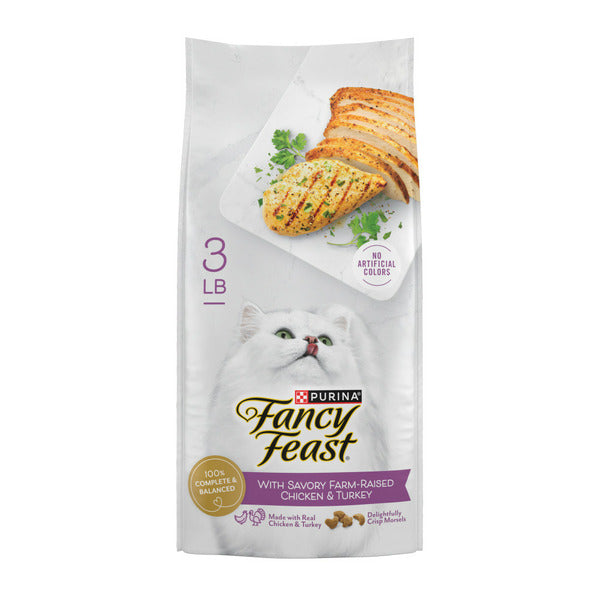 Purina Fancy Feast Dry Cat Food with Savory Farm-Raised Chicken and Turkey