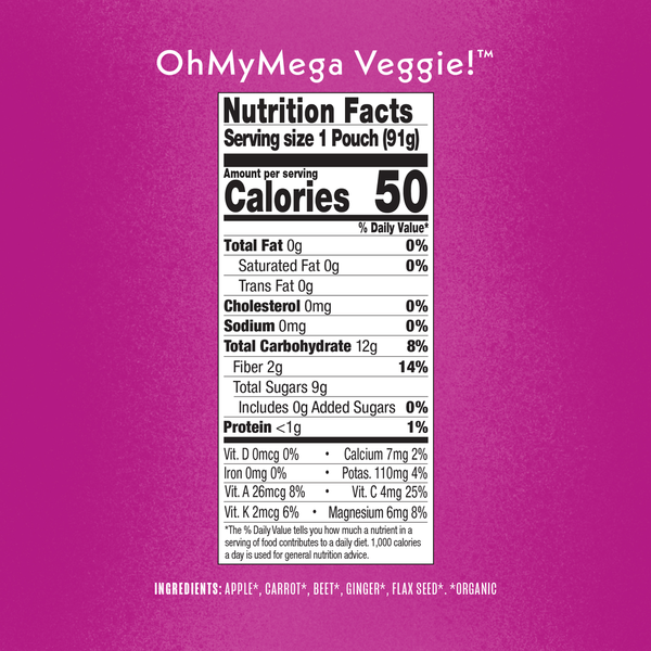 Once Upon a Farm OhMyMega Veggie! Organic Kids Snack Pouch