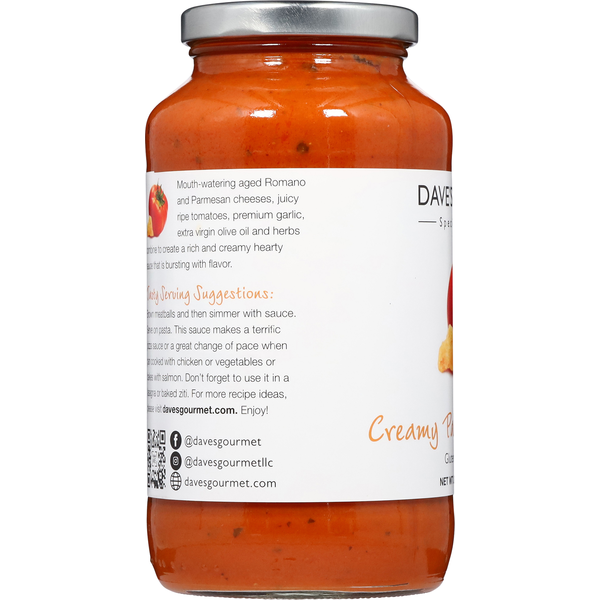 Dave's Gourmet Gluten-Free Creamy Parmesan Romano Pasta Sauce