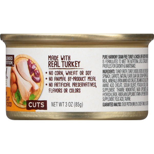 Pure Harmony Cat Food, Super Premium, Turkey & Chicken Liver Recipe With Vegetables In Gravy, Cuts, Grain-Free