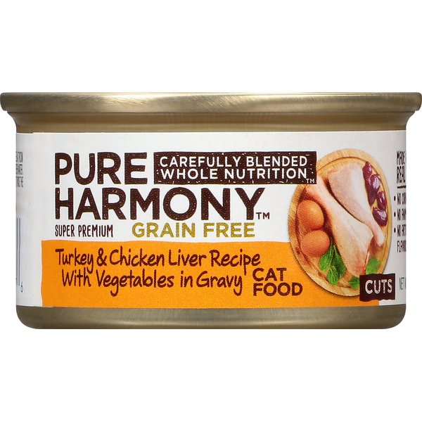 Pure Harmony Cat Food, Super Premium, Turkey & Chicken Liver Recipe With Vegetables In Gravy, Cuts, Grain-Free