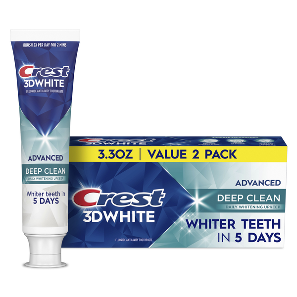 Crest 3DWhite Advanced Toothpaste, Deep Clean, 2 Pack