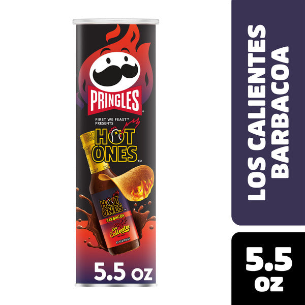 Pringles Hot Ones Barbacoa Potato Crisps Chips, Spicy Snacks, 5.5 oz