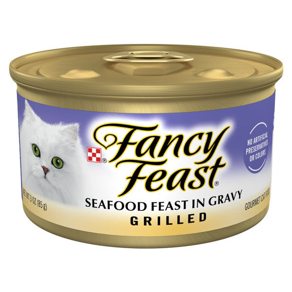 Purina Fancy Feast Grilled Wet Cat Food Seafood Feast in Wet Cat Food Gravy