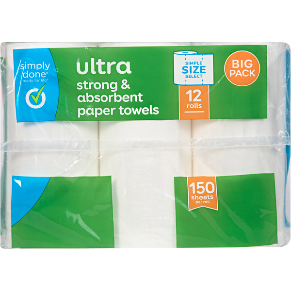 Simply Done Paper Towels, Strong & Absorbent, Ultra, 2-Ply, Big Pack