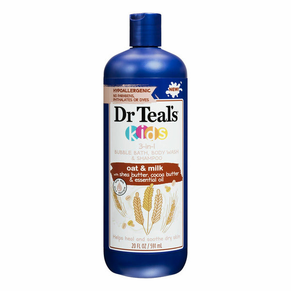 Dr Teal’s Kids 3-in-1 Bubble Bath, Body Wash & Shampoo, Oat & Milk